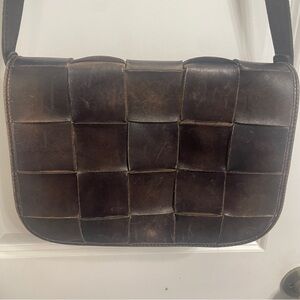 Patricia Nash Leather Woven Vitellia Square Flap Crossbody Bag